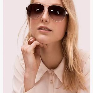 NWT Kate spade black gold aviator Sunglasses